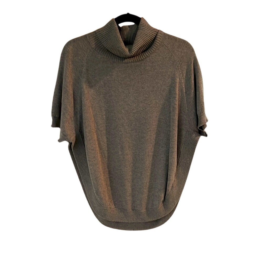 Laurie B Womens‎ Roll Neck Dolman Sleeve Knit Tunic Top Sweater Poncho Cape Gray